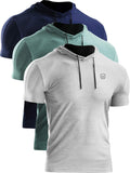 Men'S 3 Pack Dry Fit Running Shirt Workout Athletic Shirt with Hoods,Navy Blue,Light Green,Grey,M