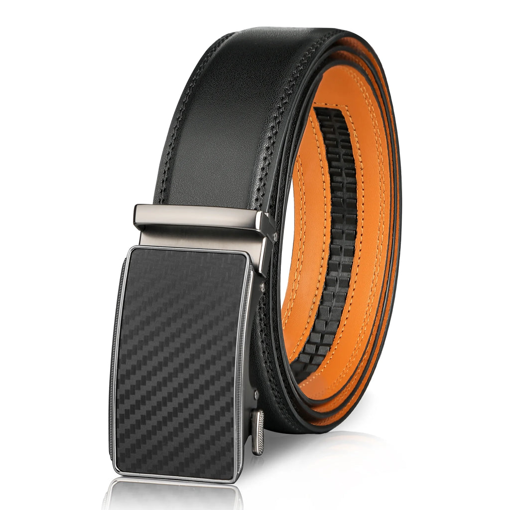 Mens Belt for Suits Jeans Belt for Men,1 3/8" Genuine Leather with Easier Slide Buckle, Adjustable Trim to Fit
