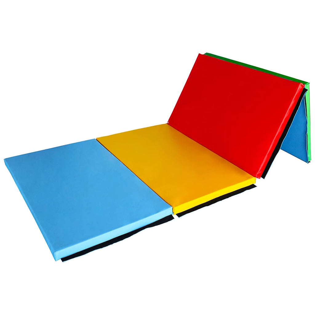 10Ft X 4Ft X 2In 4-Panel All-Purpose Folding Gymnastics Mat, Multicolored