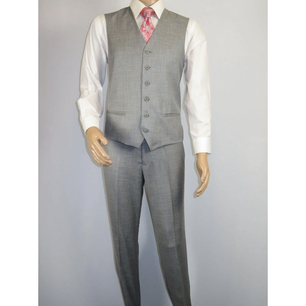 Mens Three Piece Suit Vested  Soft Fabric with Sheen M3090 Stone Gray 3Pc