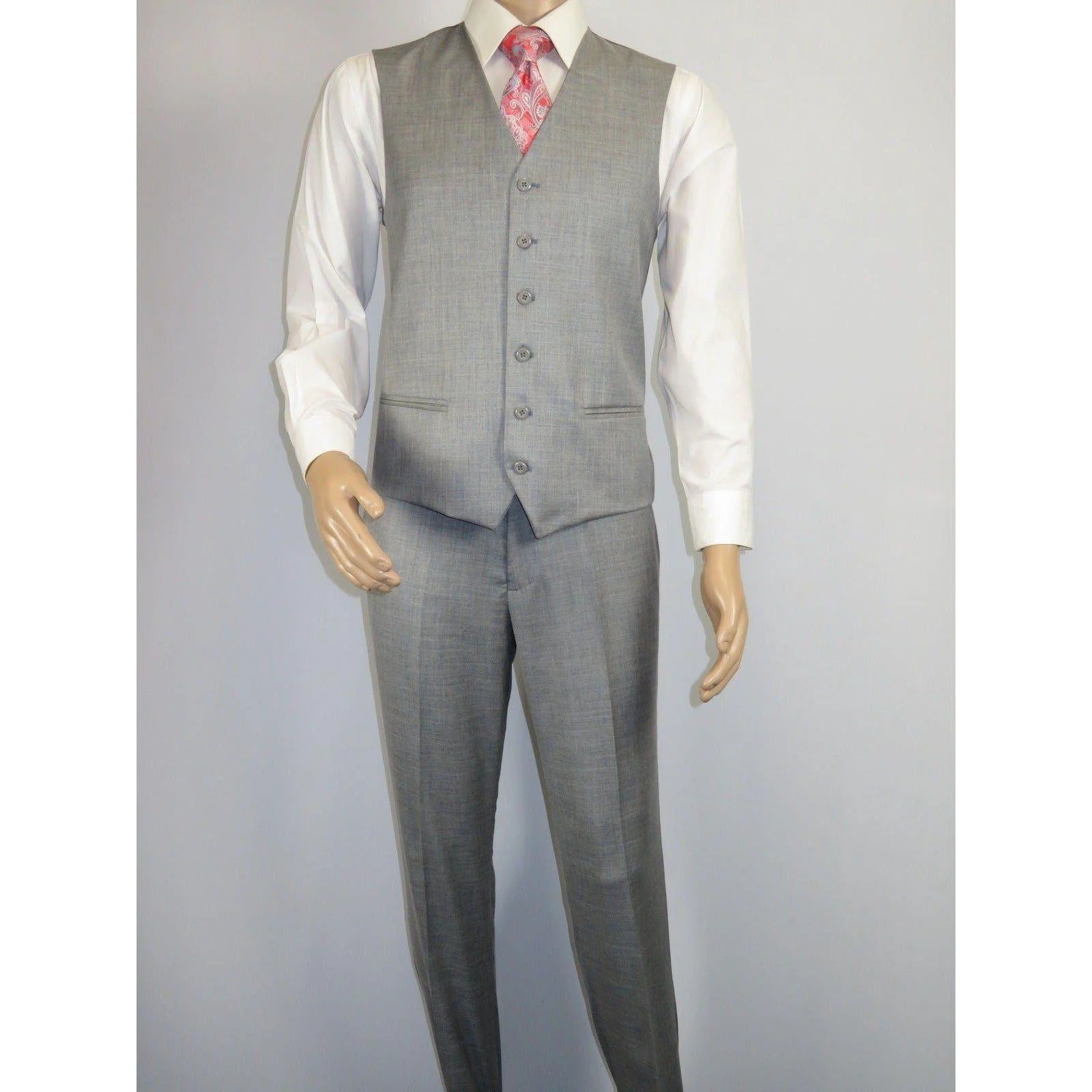 Mens Three Piece Suit Vested  Soft Fabric with Sheen M3090 Stone Gray 3Pc