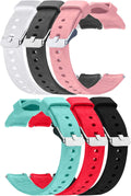 6Pack Bands Compatible with IP67 Waterproof Sports Tracker Watch Replacement Soft Straps Silicone Watch Band Strap with Quick Release Pins for IP67 Fitness Watch Activity Tracker