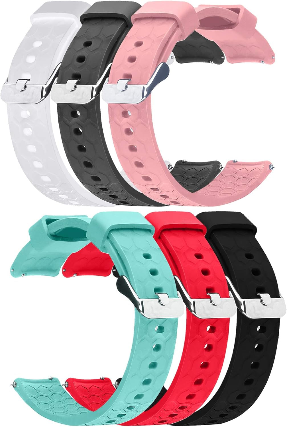 6Pack Bands Compatible with IP67 Waterproof Sports Tracker Watch Replacement Soft Straps Silicone Watch Band Strap with Quick Release Pins for IP67 Fitness Watch Activity Tracker