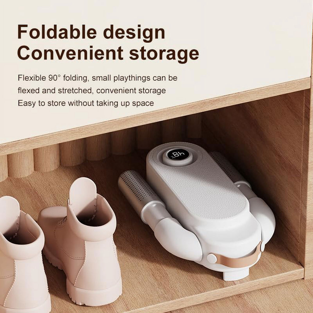 Portable Electric Shoes Boots Dryer Warmer Adjustable Foldable Rack, White