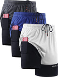 Men'S 2 in 1 Running Shorts with Liner,Dry Fit Workout Shorts with Pockets