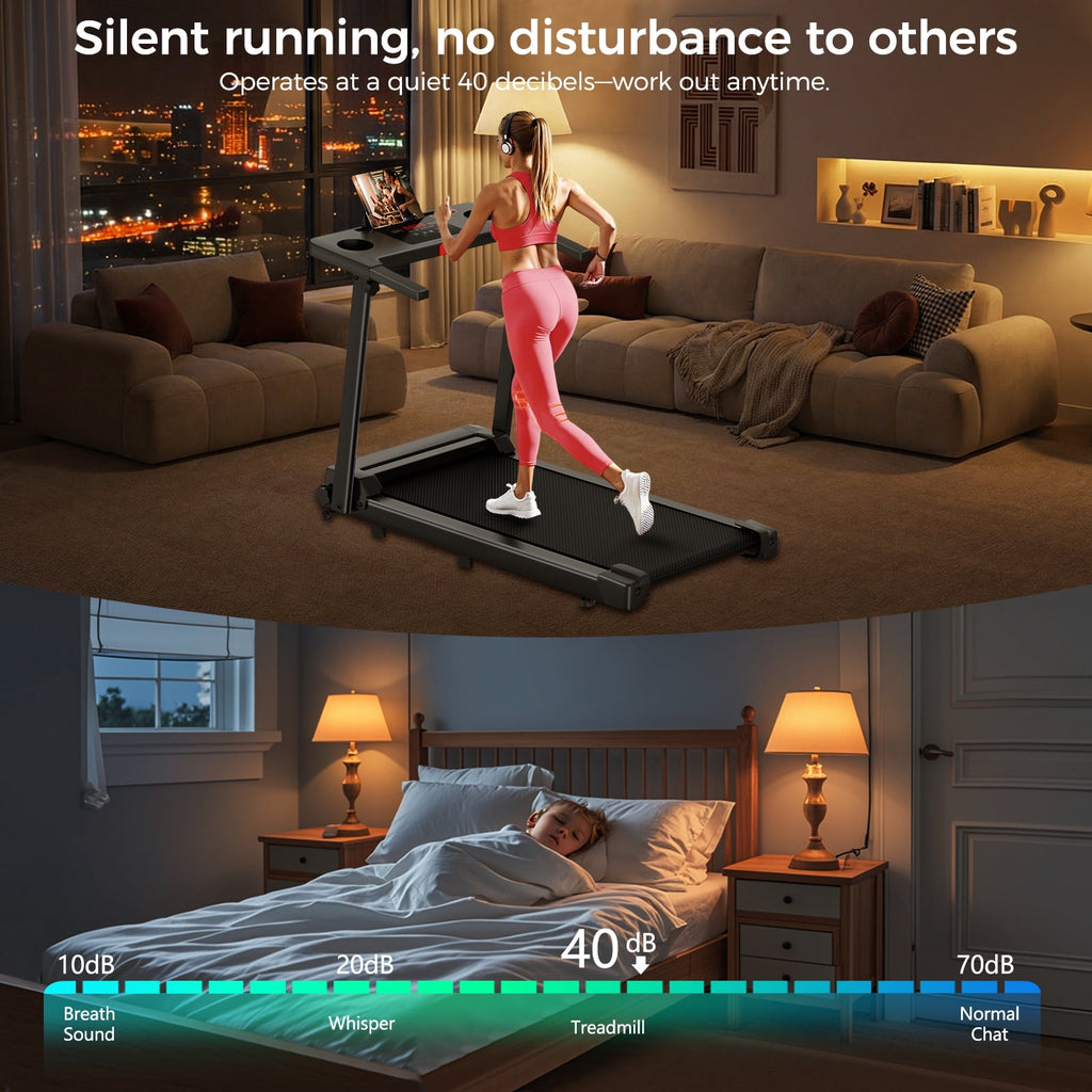 Treadmill, 3.0 HP Walking Pad Treadmill for Home, Folding Running Treadmill with 300 Lbs Capacity, LED Display
