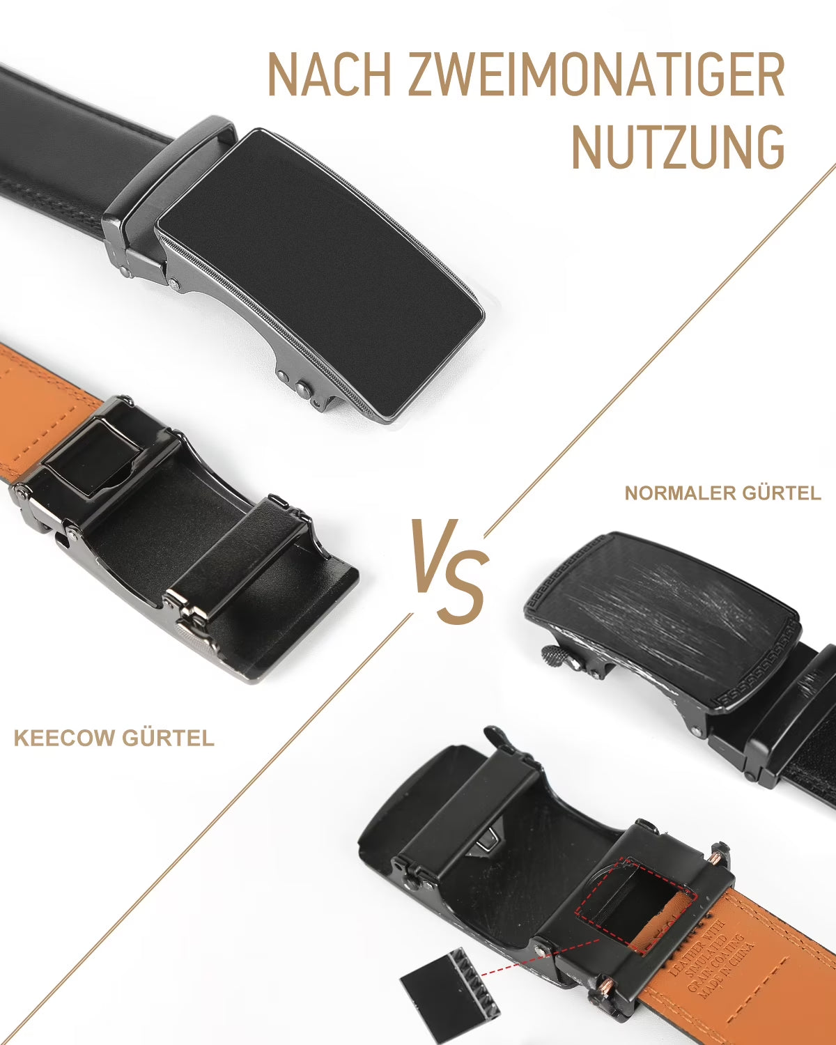 Mens Belt for Suits Jeans Belt for Men,1 3/8" Genuine Leather with Easier Slide Buckle, Adjustable Trim to Fit