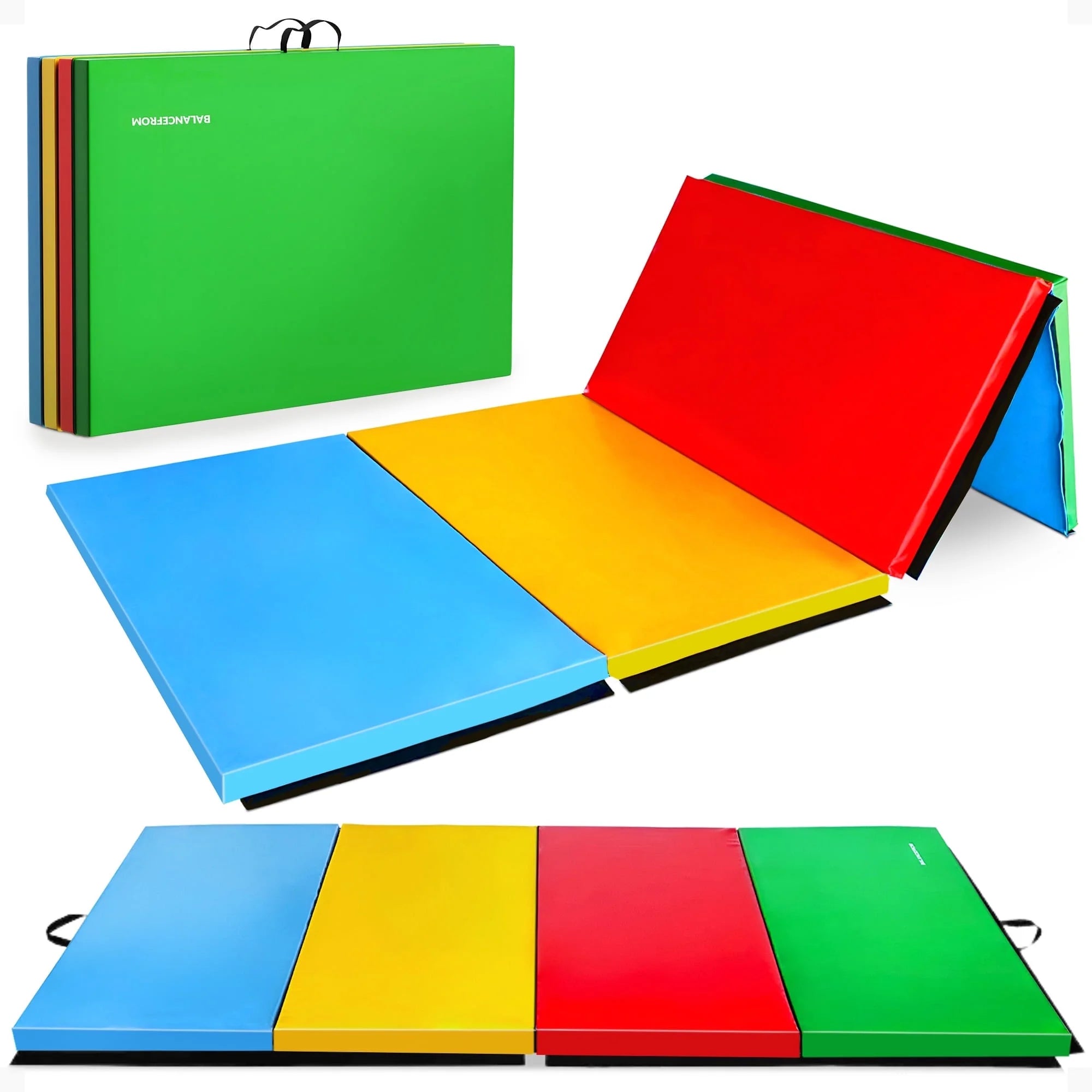 10Ft X 4Ft X 2In 4-Panel All-Purpose Folding Gymnastics Mat, Multicolored