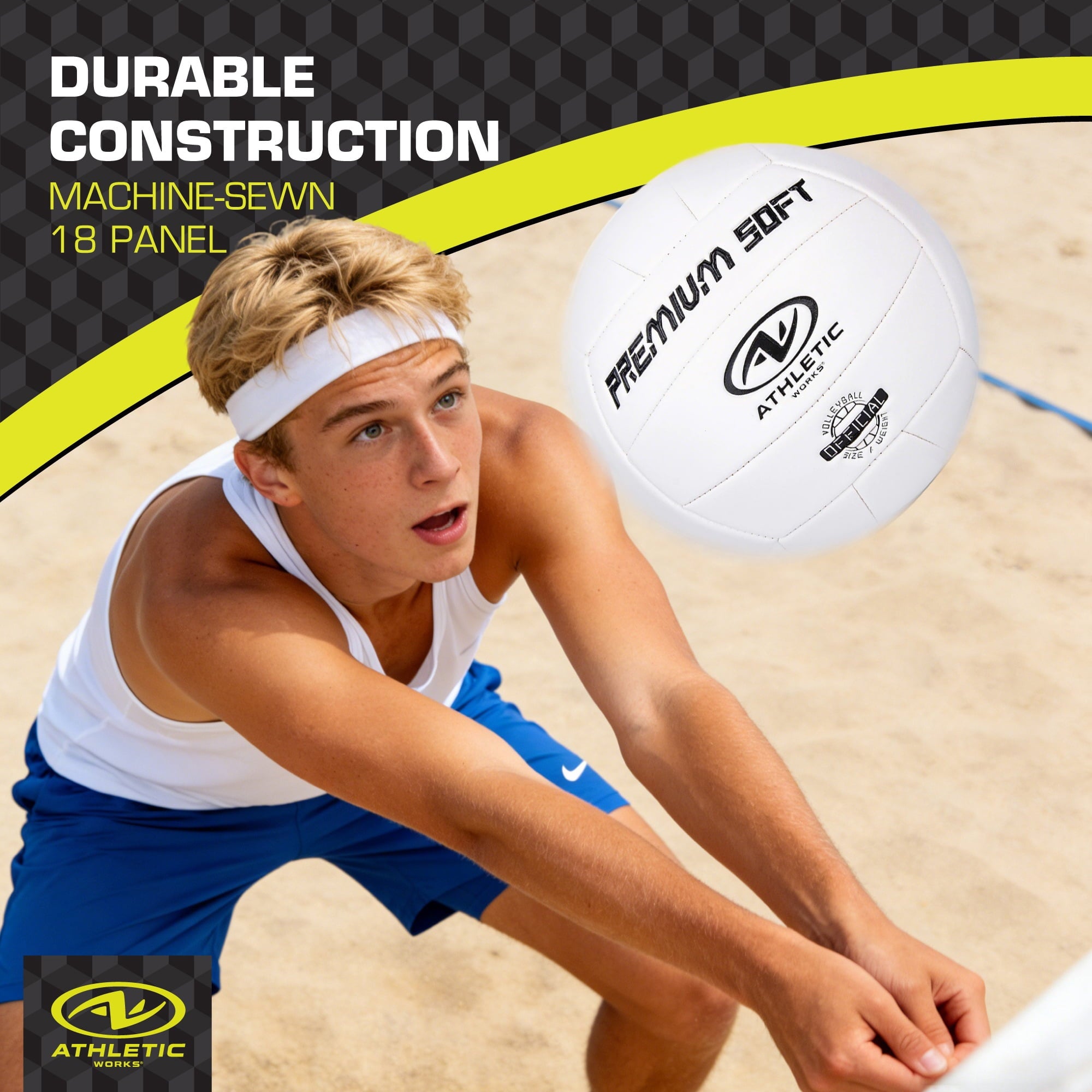 Size 5 Premium Soft Volleyball, White