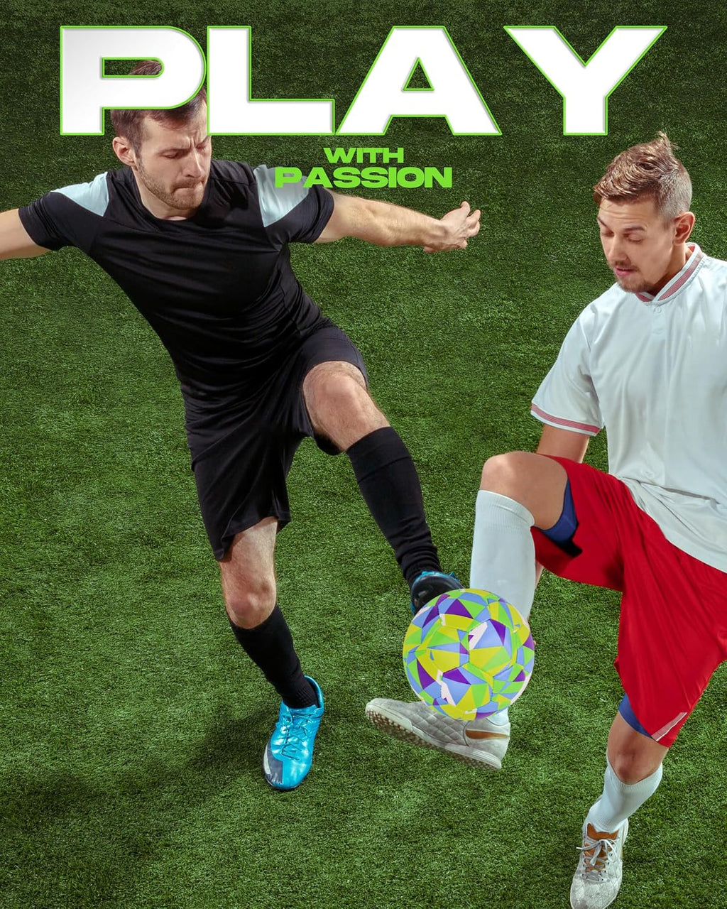 Tempo Soccer Ball – Professional Training Soccer Ball for Grass Fields – Durable TPU Machine Stitched Soccer Balls – Sizes 3, 4 & 5 – Outdoor Practice & Match Play