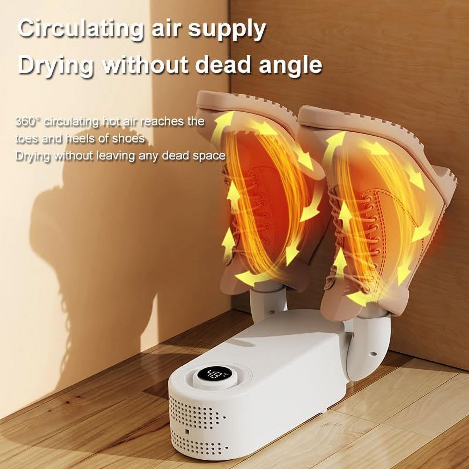 Portable Electric Shoes Boots Dryer Warmer Adjustable Foldable Rack, White