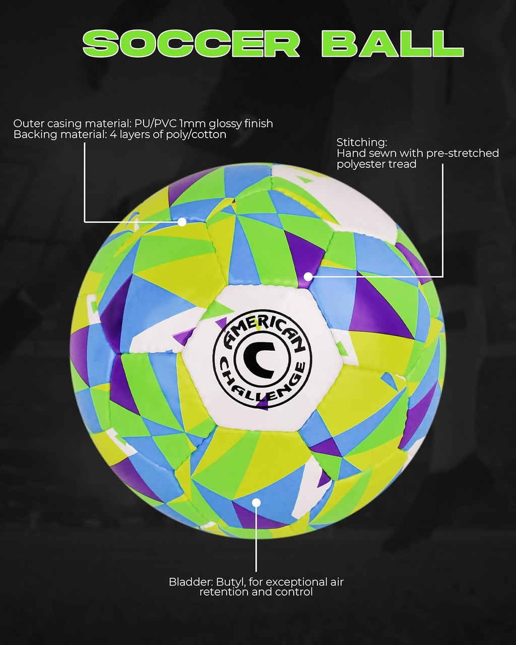Tempo Soccer Ball – Professional Training Soccer Ball for Grass Fields – Durable TPU Machine Stitched Soccer Balls – Sizes 3, 4 & 5 – Outdoor Practice & Match Play