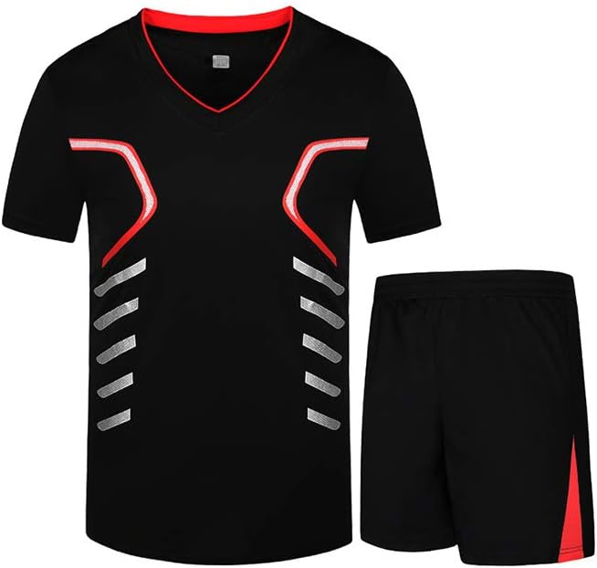 Men'S Casual Tracksuit Short Sleeve Running Jogging Athletic Sports Set Black L