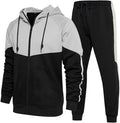 Elevate Your Style with the CALUOMATT Men's Hooded Athletic Tracksuit - Full-Zip Jogging Sweatpants Set in Trendy Patchwork Design