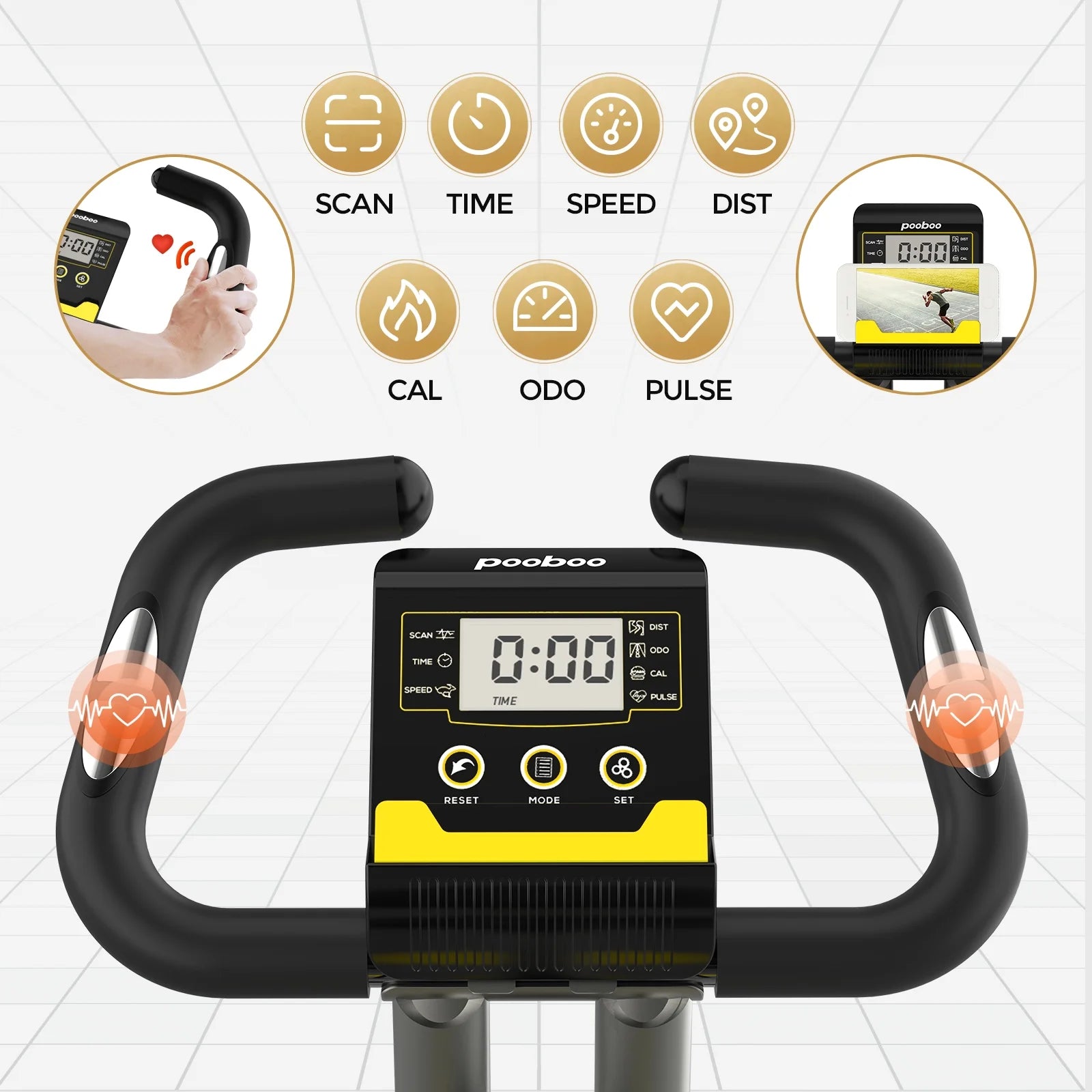 Folding Cycling Bicycle Magnetic Exercise Bike Fitness Indoor Upright Stationary Bike with Dumbbells and Resitance Bands for Home Cardio Workout Weight up to 300 LBS