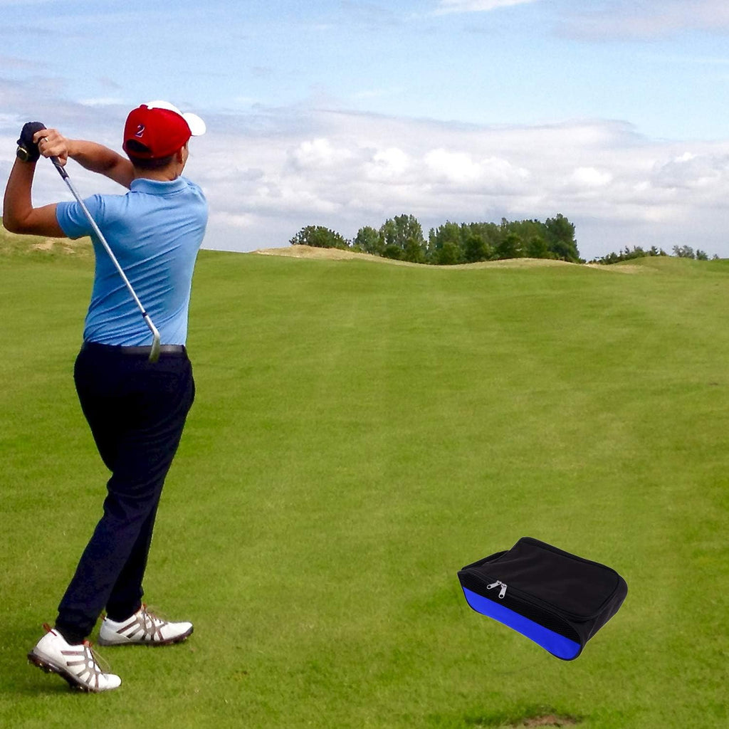 Outdoor Golf Shoes Bags Travel Shoes Bags Zippered Sport Shoes Bag (Blue)