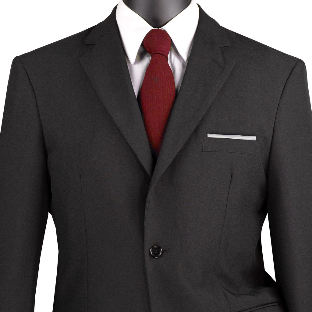 Men'S Black 2-Button Classic-Fit Poplin Polyester Suit - NEW - 62L (Big & Tall)