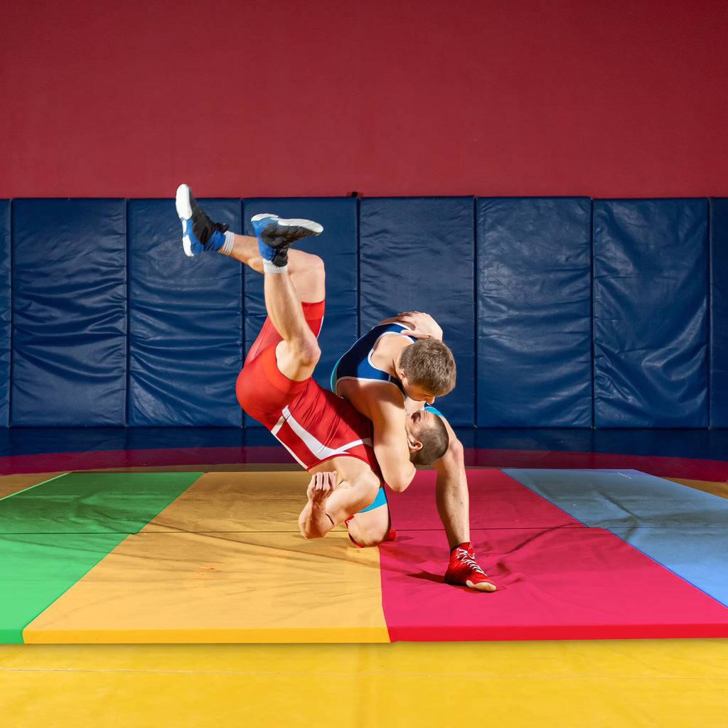 10Ft X 4Ft X 2In 4-Panel All-Purpose Folding Gymnastics Mat, Multicolored