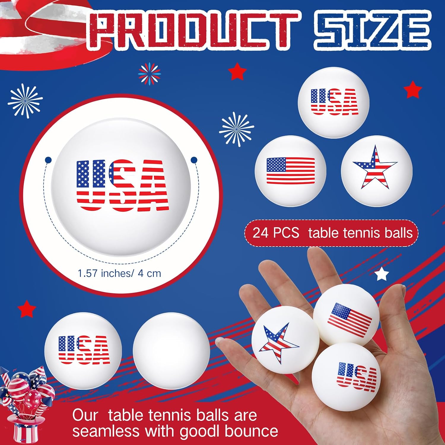 24 Pcs Table Tennis Balls Bulk 40Mm Novelty Fun Table Tennis Balls Accessories for Gift Party
