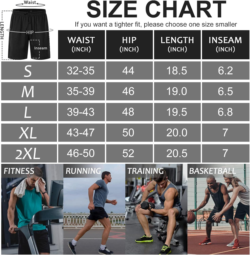 2 Pack Mens Workout Shorts Elastic Waist Athletic Gym Running Basketball Tennis Shorts for Men 7'' Inseam with Pocket (Grey/Red M)