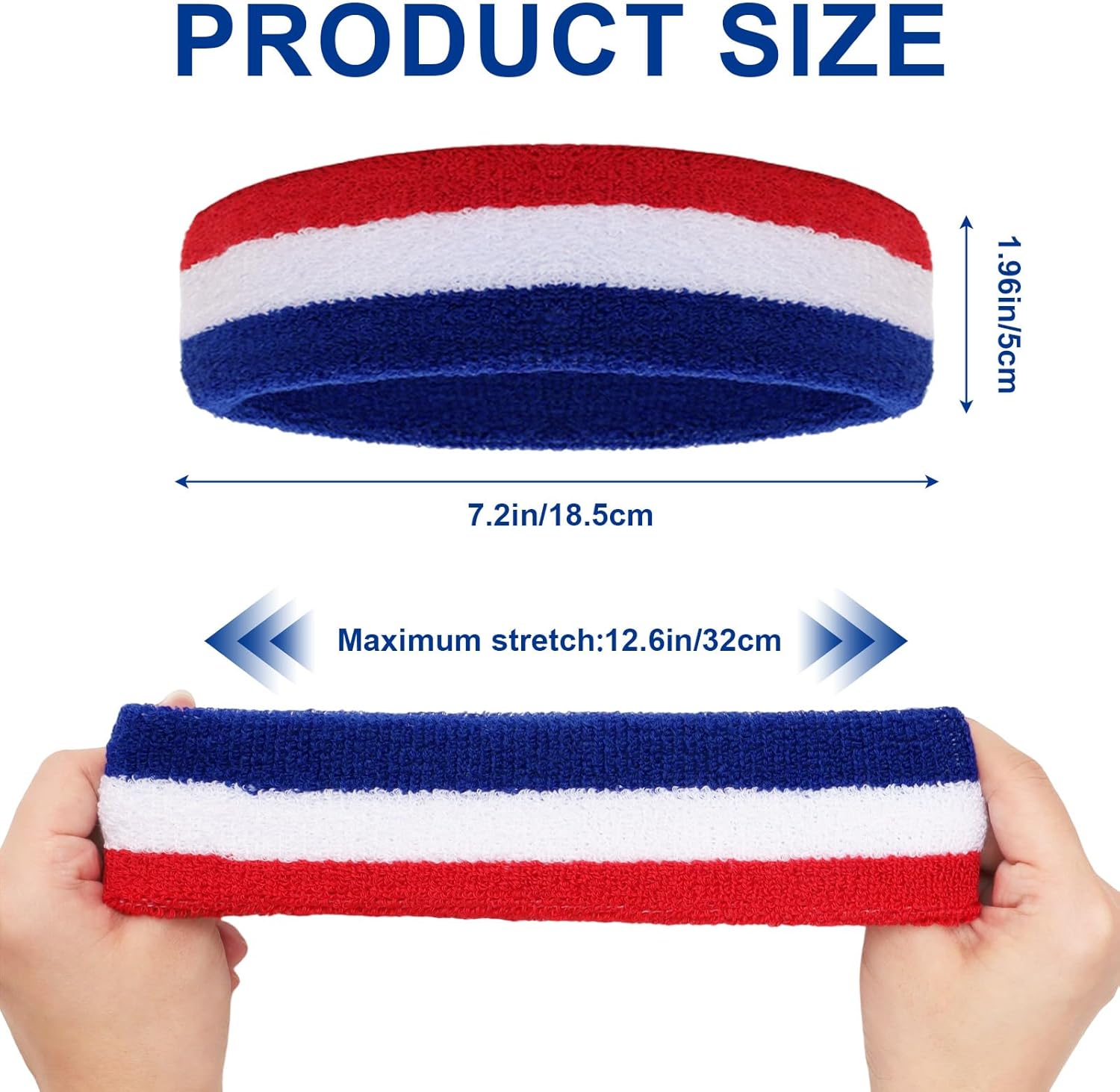 6 Pcs Sports Sweatband for Men & Women - Outdoor Yoga Hair Tie Solid Color Sweatband for Fitness, Tennis, Running, Hiking