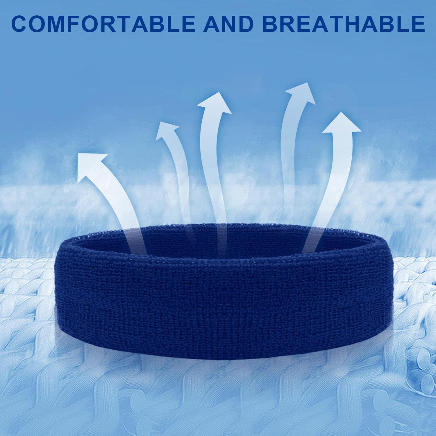 6 Pcs Sports Sweatband for Men & Women - Outdoor Yoga Hair Tie Solid Color Sweatband for Fitness, Tennis, Running, Hiking