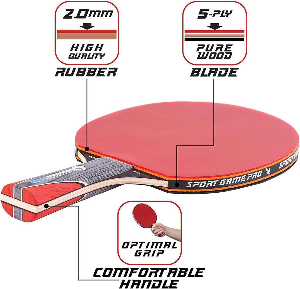 Ping Pong Paddle with Killer Spin + Case for Free - Professional Table Tennis Racket for Beginner and Advanced Players - Improve Your Ping Pong Skills with JT Ping Pong Paddle Set