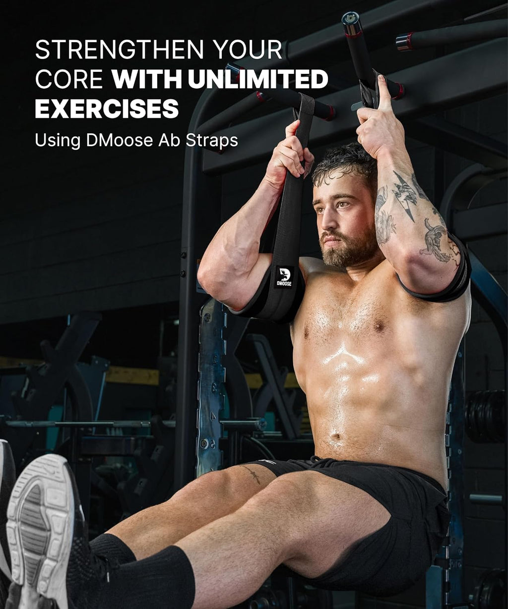 Hanging Ab Straps for Pull up Bar & Core Strength Training - Soft Padded Exercise Straps for Ab Swing & Leg Raises, Hang Bar Strap with 2 Steel Carabiners - Abs Equipment for Home & Gym
