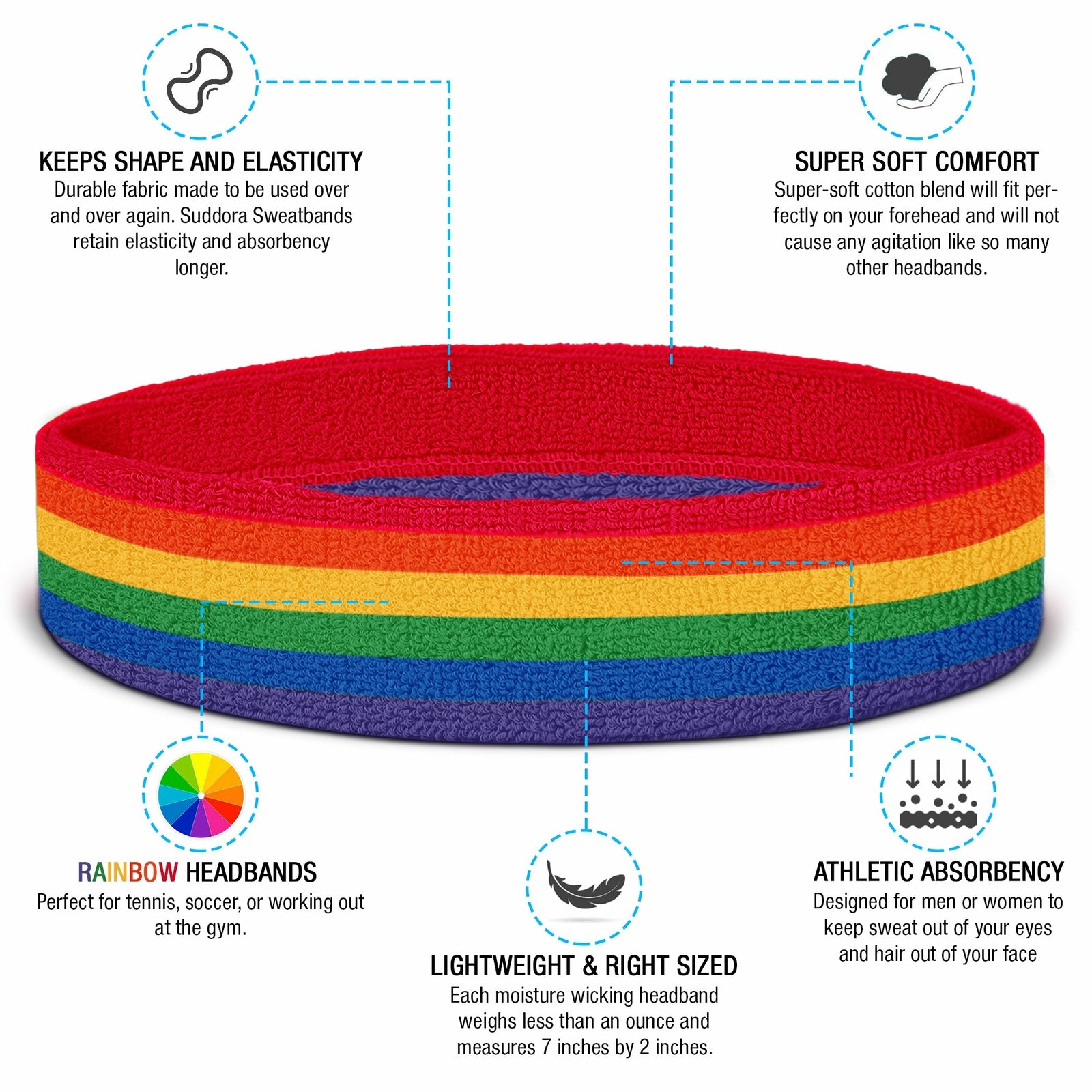 Suddora Rainbow Sweatband/Head