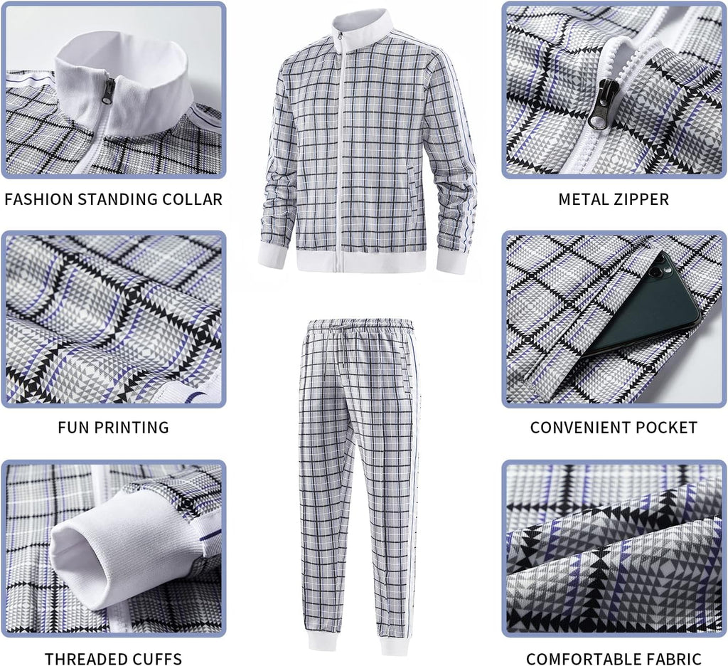 Men'S Casual Tracksuits Long Sleeve Jogging Suits Sweatsuit Sets Track Jackets and Pants 2 Piece Outfit