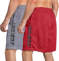 2 Pack Mens Workout Shorts Elastic Waist Athletic Gym Running Basketball Tennis Shorts for Men 7'' Inseam with Pocket (Grey/Red M)