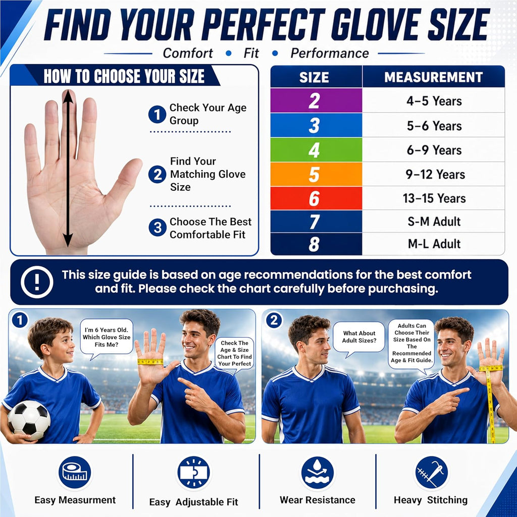 Soccer Goalkeeper Gloves for Kids Boys Children Youth Football Goalie Gloves with Strong Grips