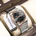 Men Gold Quartz Stainless Steel Fashion Watch Analog Waterproof Luminous Date Wristwatch