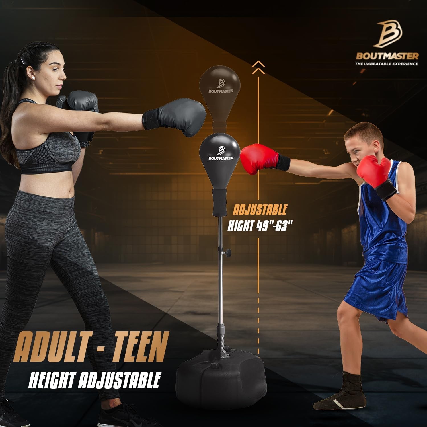 Techtools Punching Bag with Stand, Boxing Bag for Teens & Adults - Height Adjustable - Speed Bag for Training, Boxing Equipment, Stress Relief & Fitness