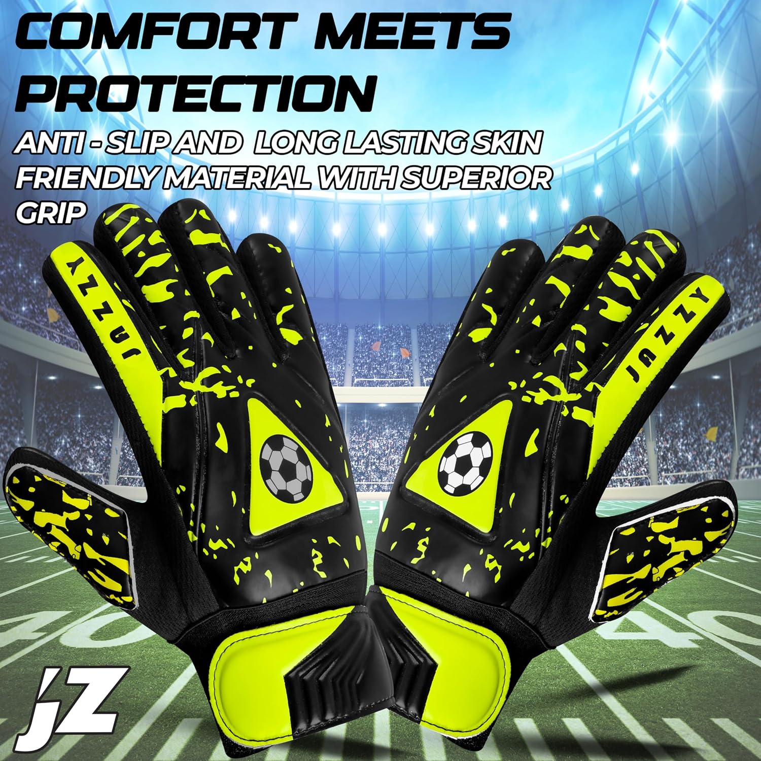 Youth Goalie Gloves with Double Wrist Protection, Non-Slip Latex Material