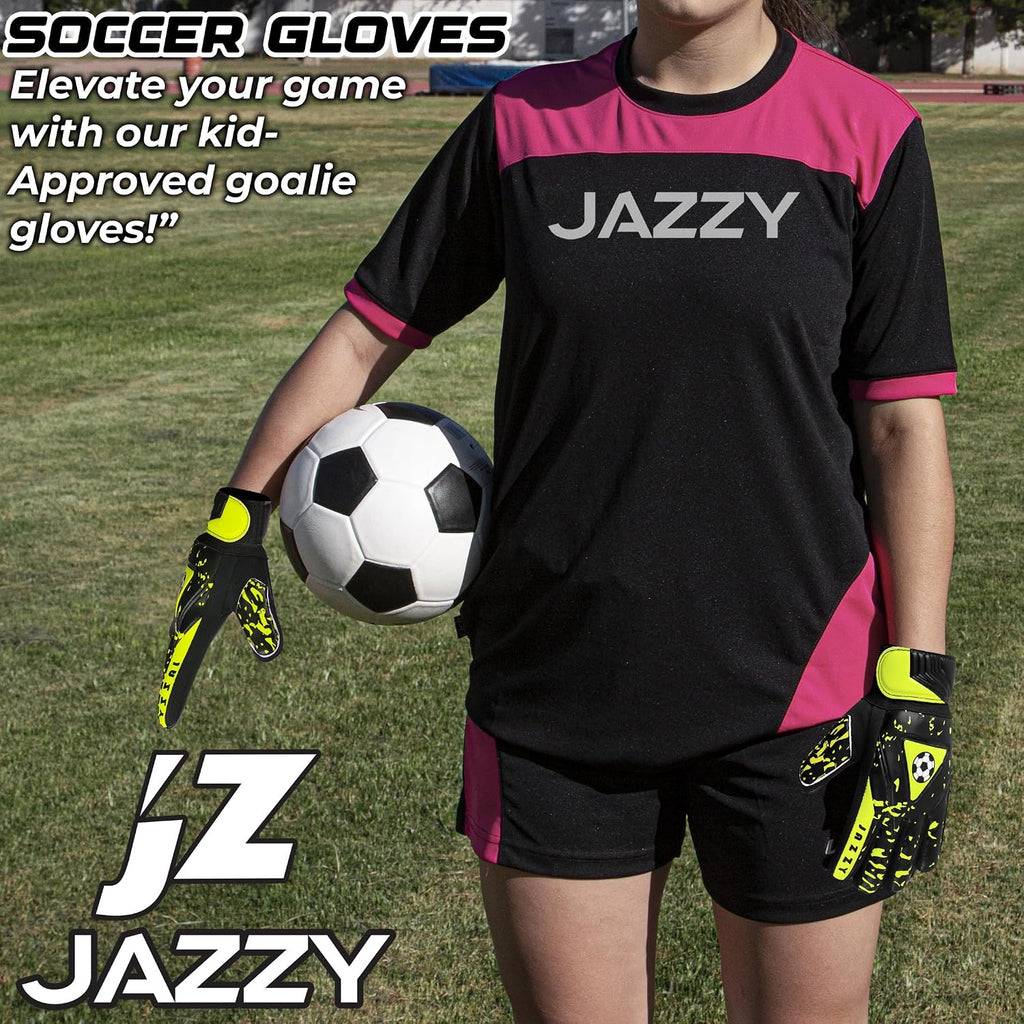 Youth Goalie Gloves with Double Wrist Protection, Non-Slip Latex Material