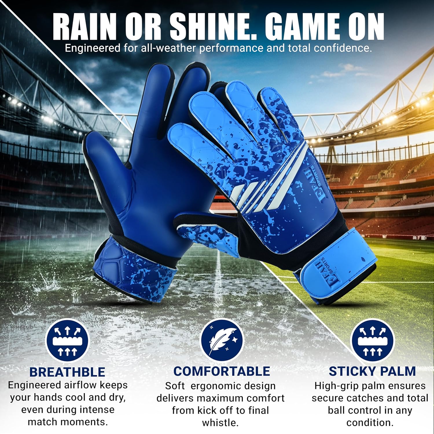Soccer Goalkeeper Gloves for Kids Boys Children Youth Football Goalie Gloves with Strong Grips