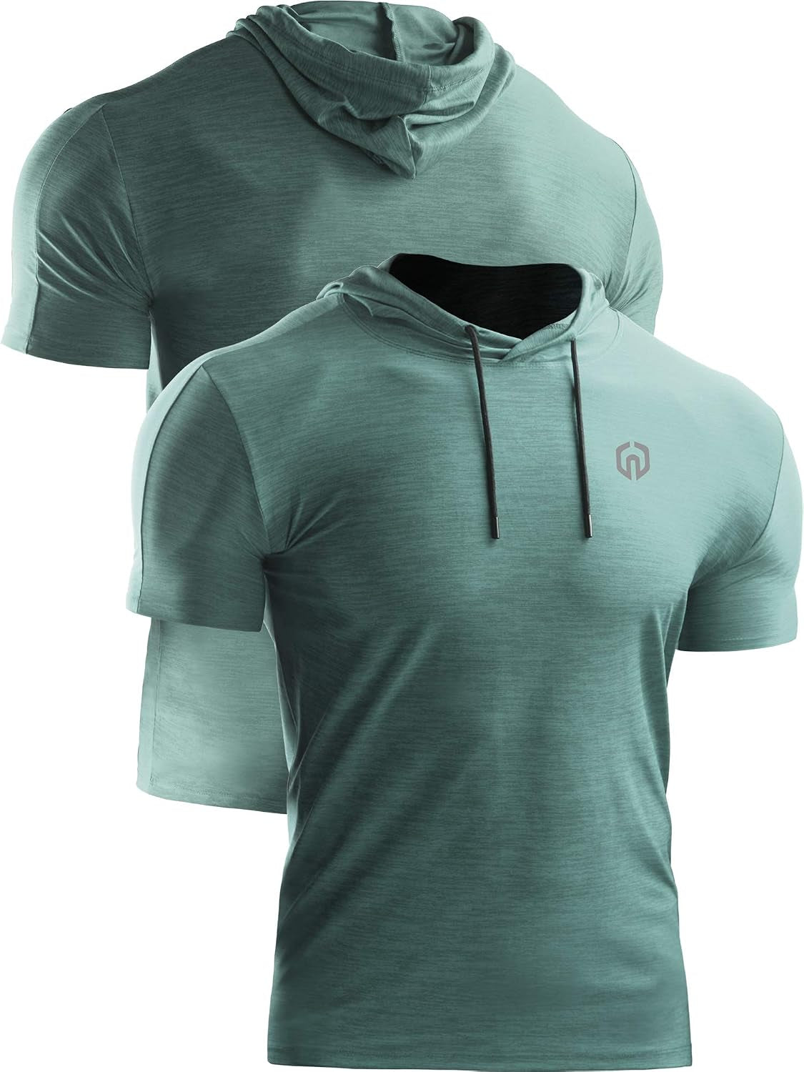 Men'S 3 Pack Dry Fit Running Shirt Workout Athletic Shirt with Hoods,Navy Blue,Light Green,Grey,M