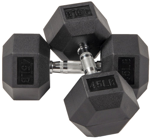 Balancefrom Rubber Encased Hex Dumbbells, 45 Lbs Pair