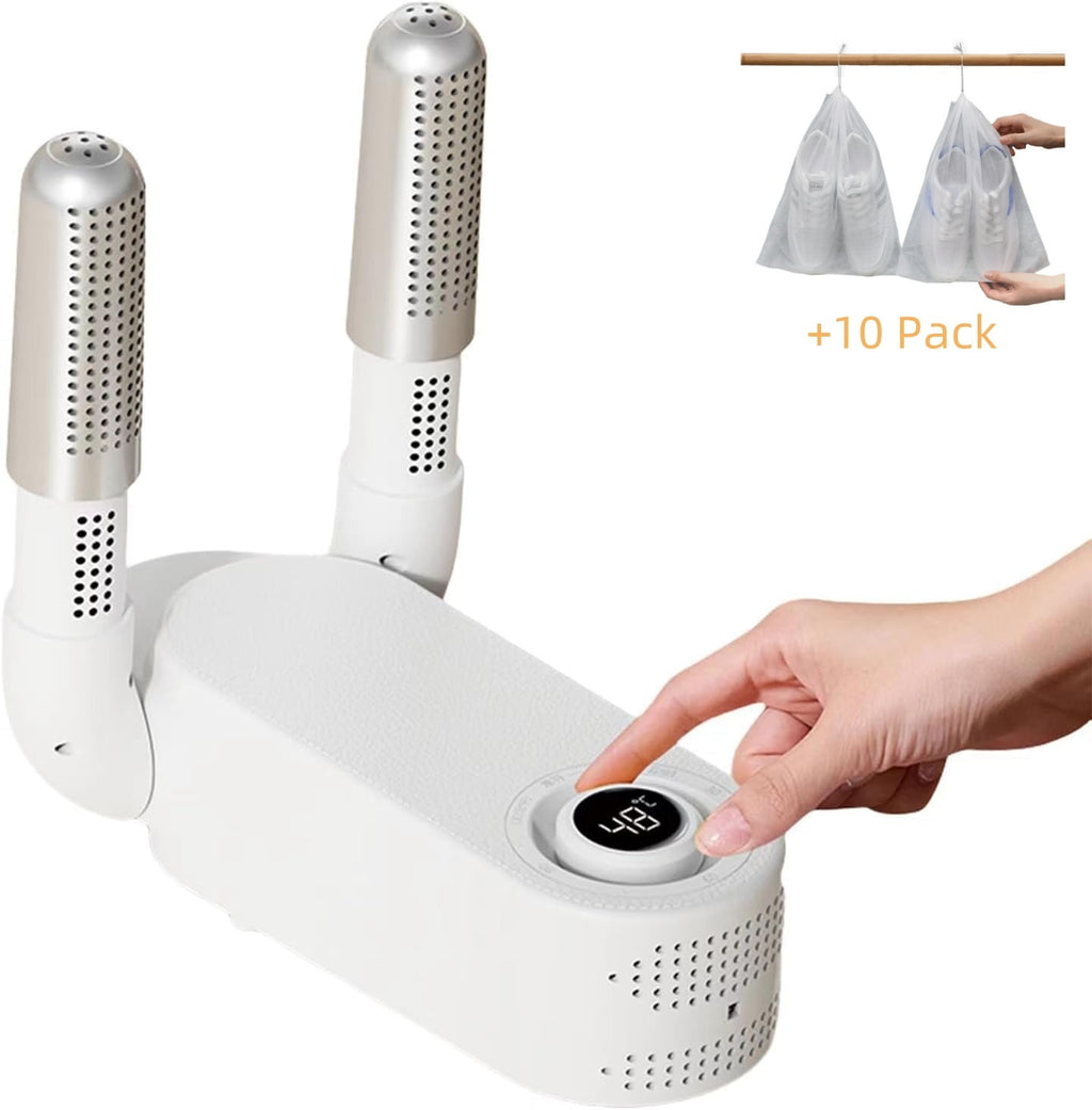 Portable Electric Shoes Boots Dryer Warmer Adjustable Foldable Rack, White