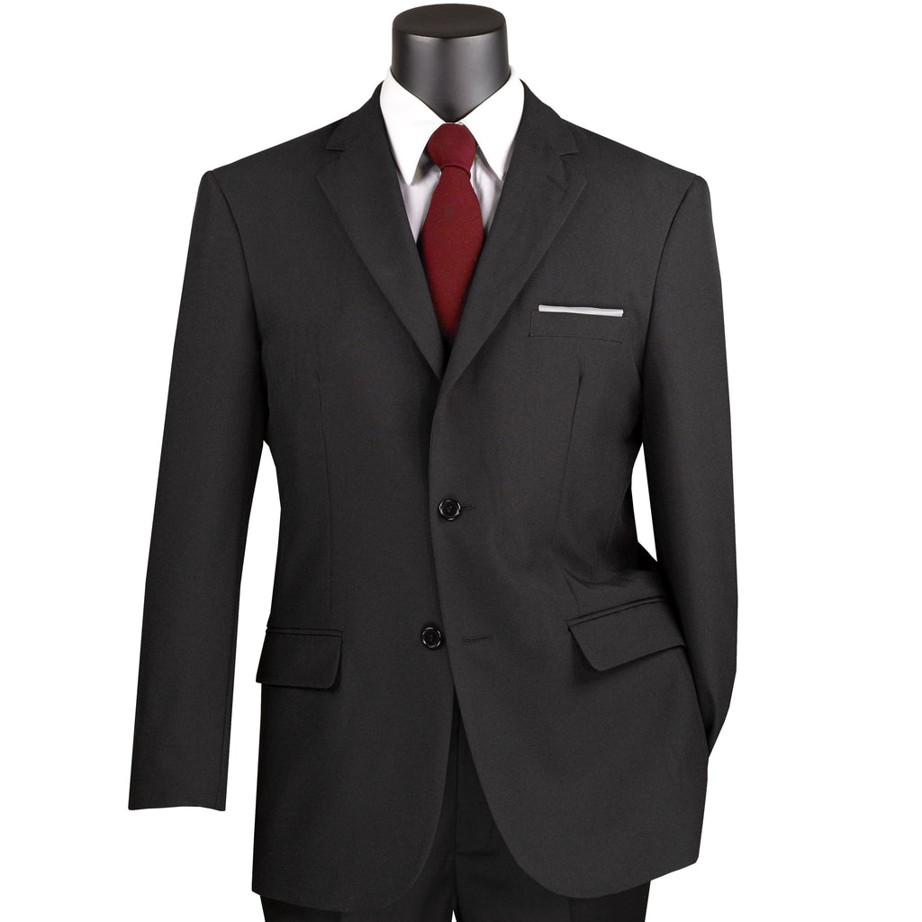 Men'S Black 2-Button Classic-Fit Poplin Polyester Suit - NEW - 62L (Big & Tall)