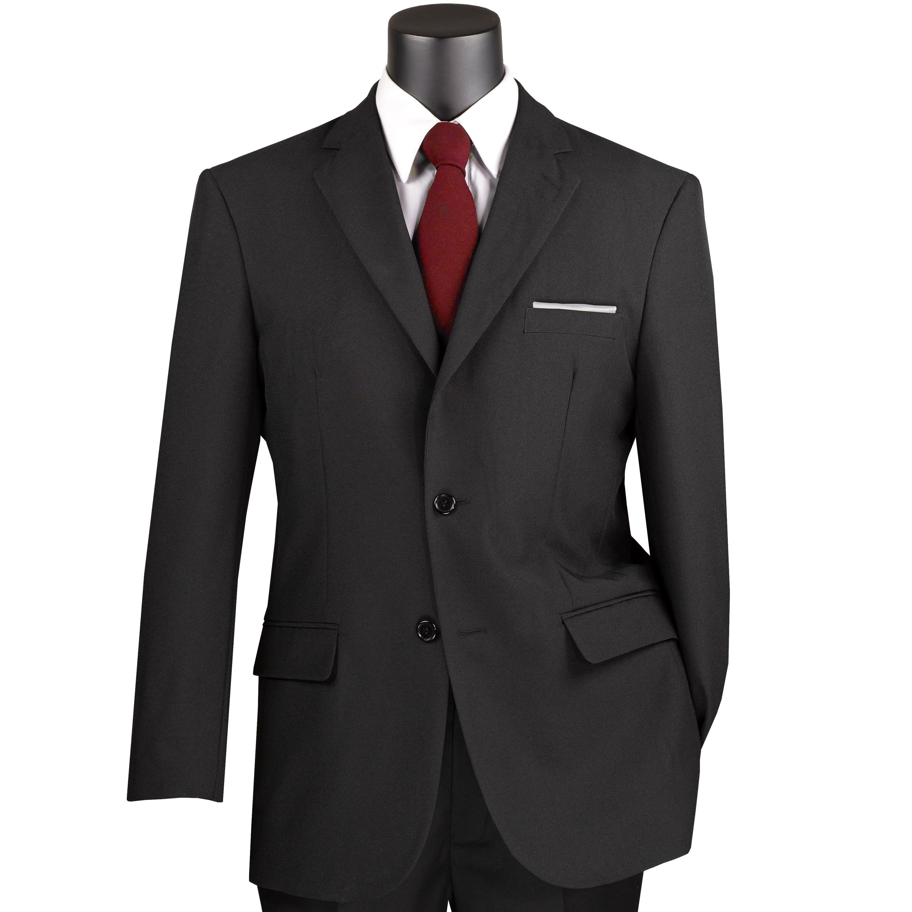Men'S Black 2-Button Classic-Fit Poplin Polyester Suit - NEW - 62L (Big & Tall)