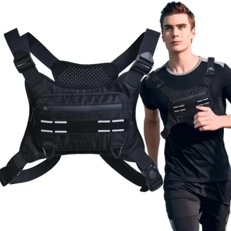 Elevate Your Night Runs with the Ultimate Adjustable Running Chest Bag - Reflective, Breathable, and Perfect for All Your Essentials!
