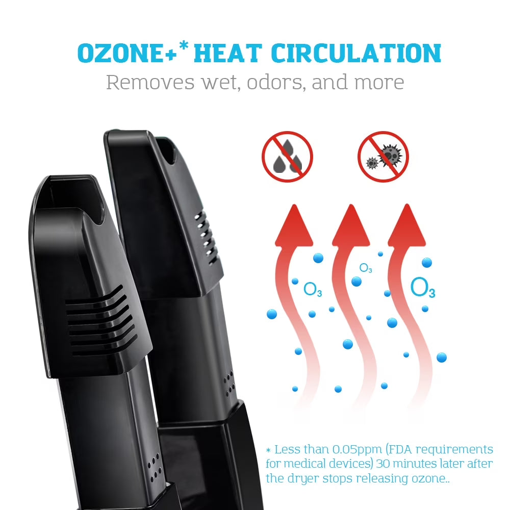 Portable Shoe Dryers, Boot Dryer (Ozone) and Heat Blower with Adjustable Rack and Timer for Shoes