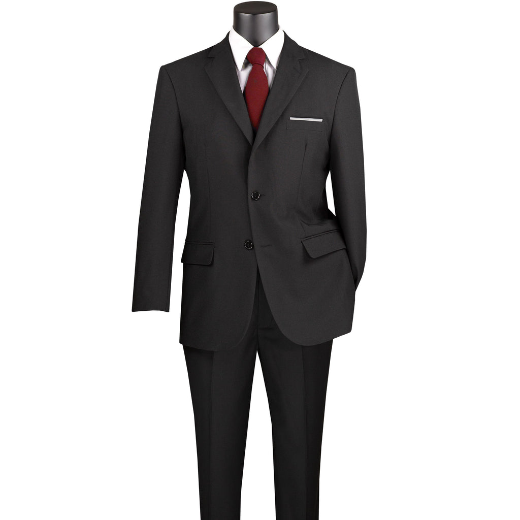Men'S Black 2-Button Classic-Fit Poplin Polyester Suit - NEW - 62L (Big & Tall)