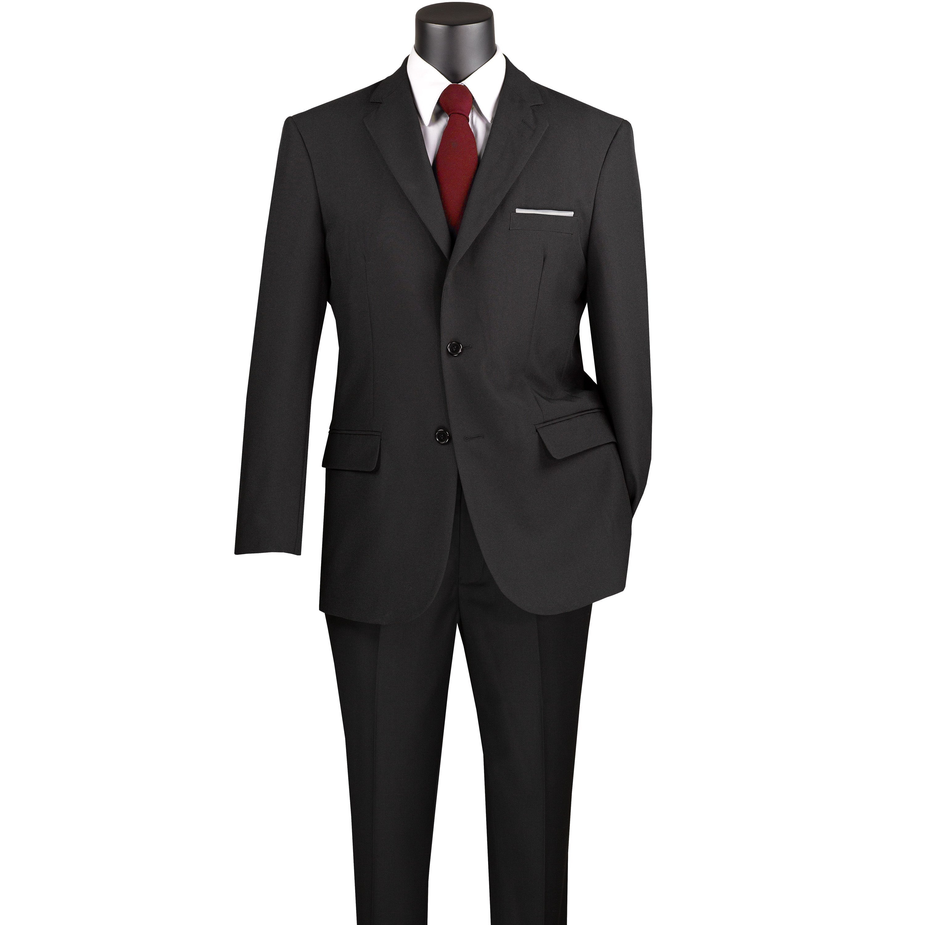 Men'S Black 2-Button Classic-Fit Poplin Polyester Suit - NEW - 62L (Big & Tall)