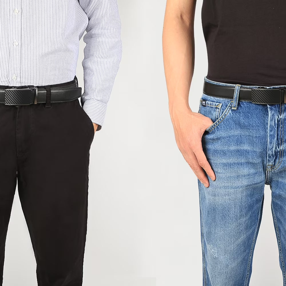 Mens Belt for Suits Jeans Belt for Men,1 3/8" Genuine Leather with Easier Slide Buckle, Adjustable Trim to Fit
