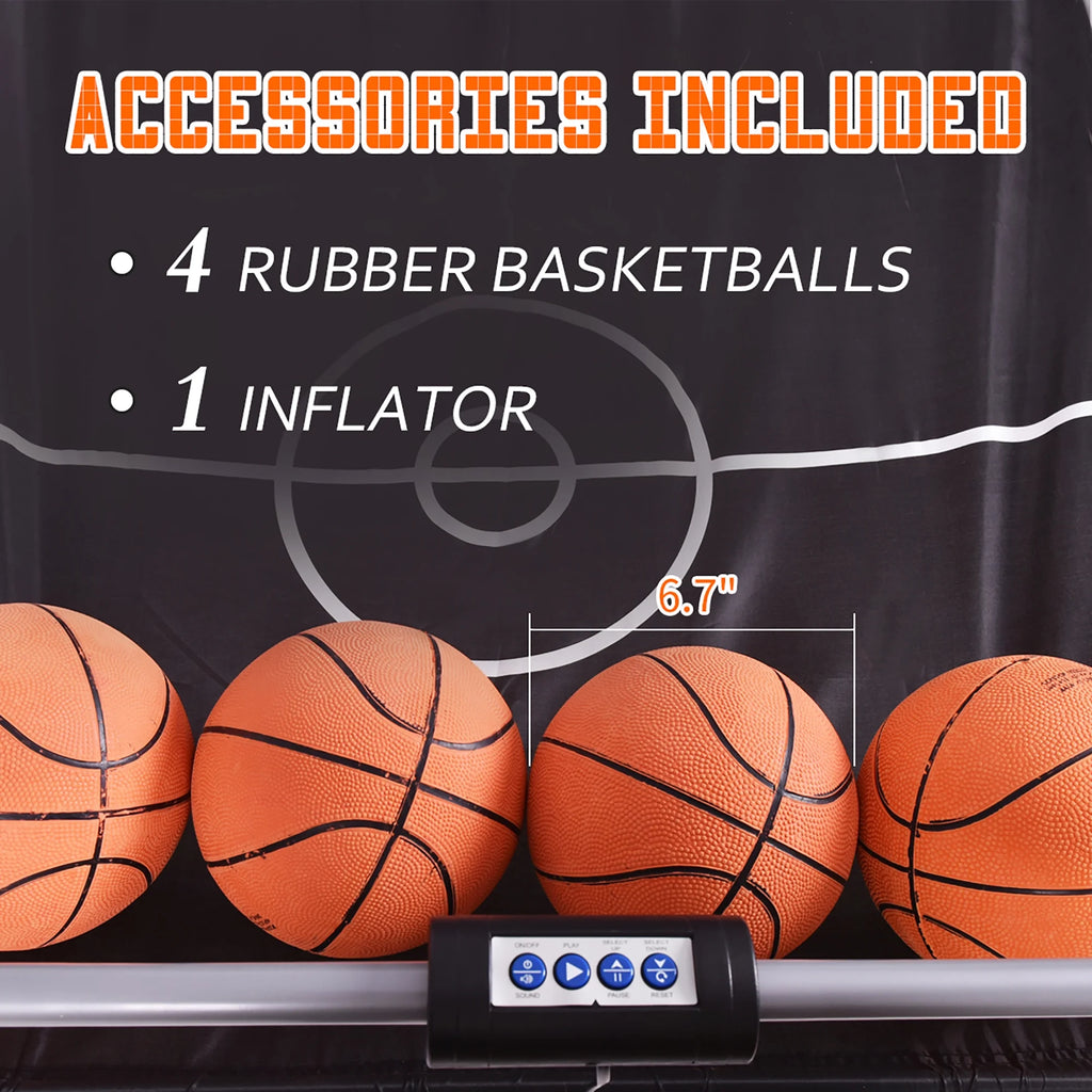 Dual LED Electronic Shot Basketball Arcade Game with 8 Game Modes 4 Balls Foldable Grey