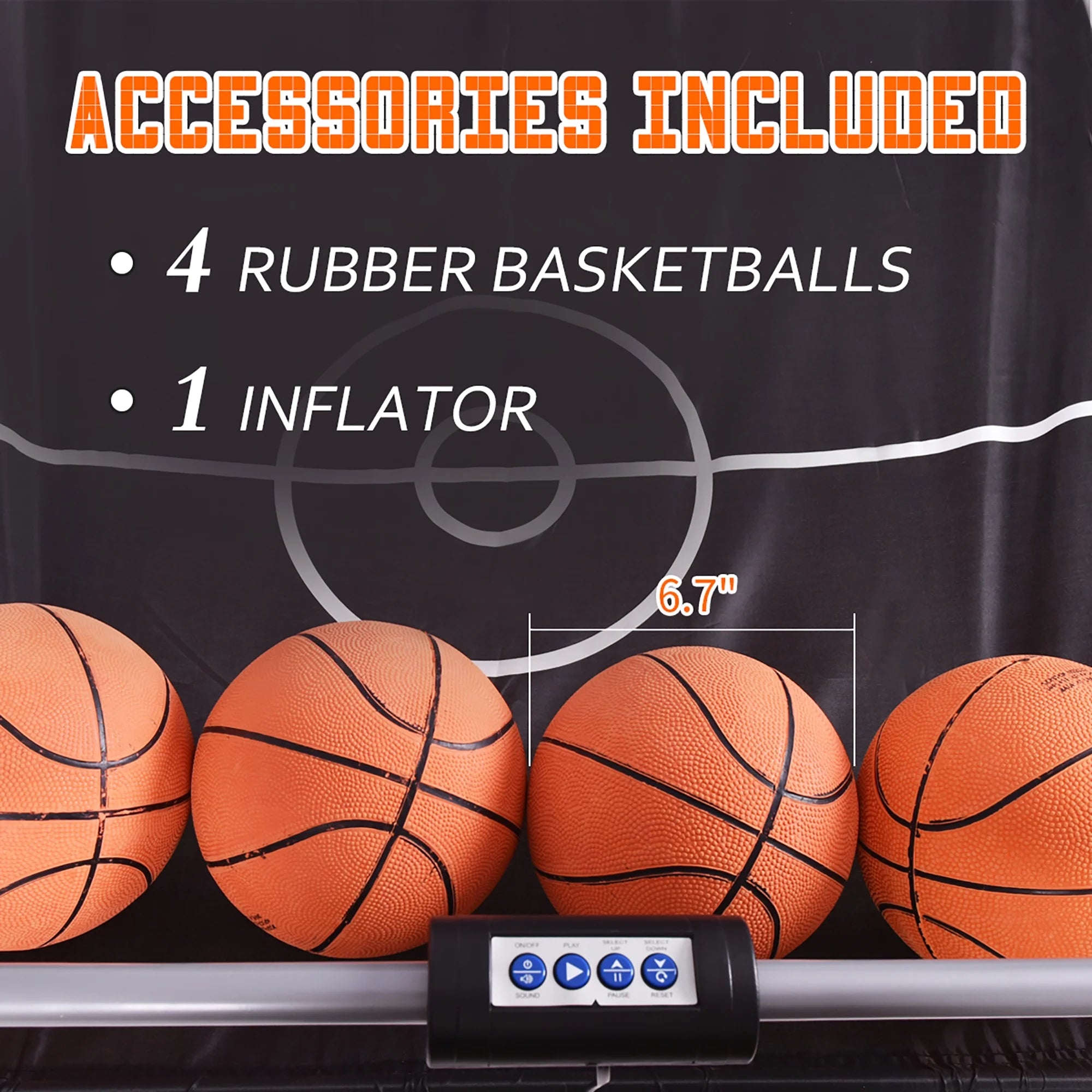 Dual LED Electronic Shot Basketball Arcade Game with 8 Game Modes 4 Balls Foldable Grey