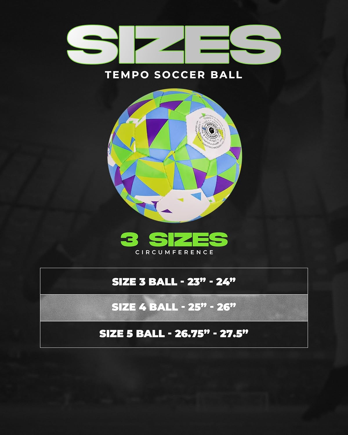 Tempo Soccer Ball – Professional Training Soccer Ball for Grass Fields – Durable TPU Machine Stitched Soccer Balls – Sizes 3, 4 & 5 – Outdoor Practice & Match Play